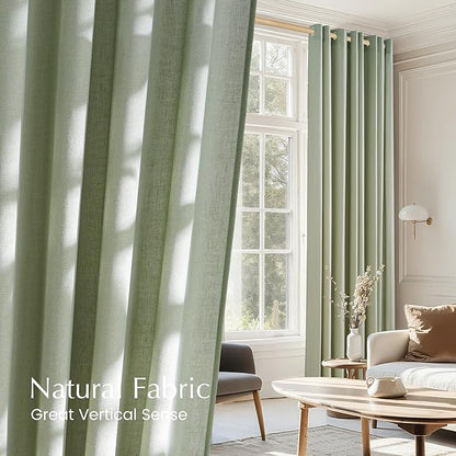 NICETOWN Thick Linen Greyish Green Curtains 84 inches Long - Image 5
