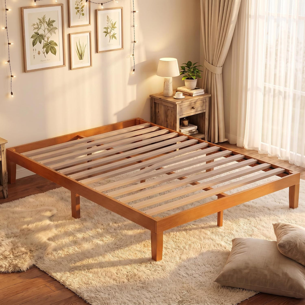 olixis queen 12 inch solid wood platform bed, main product view