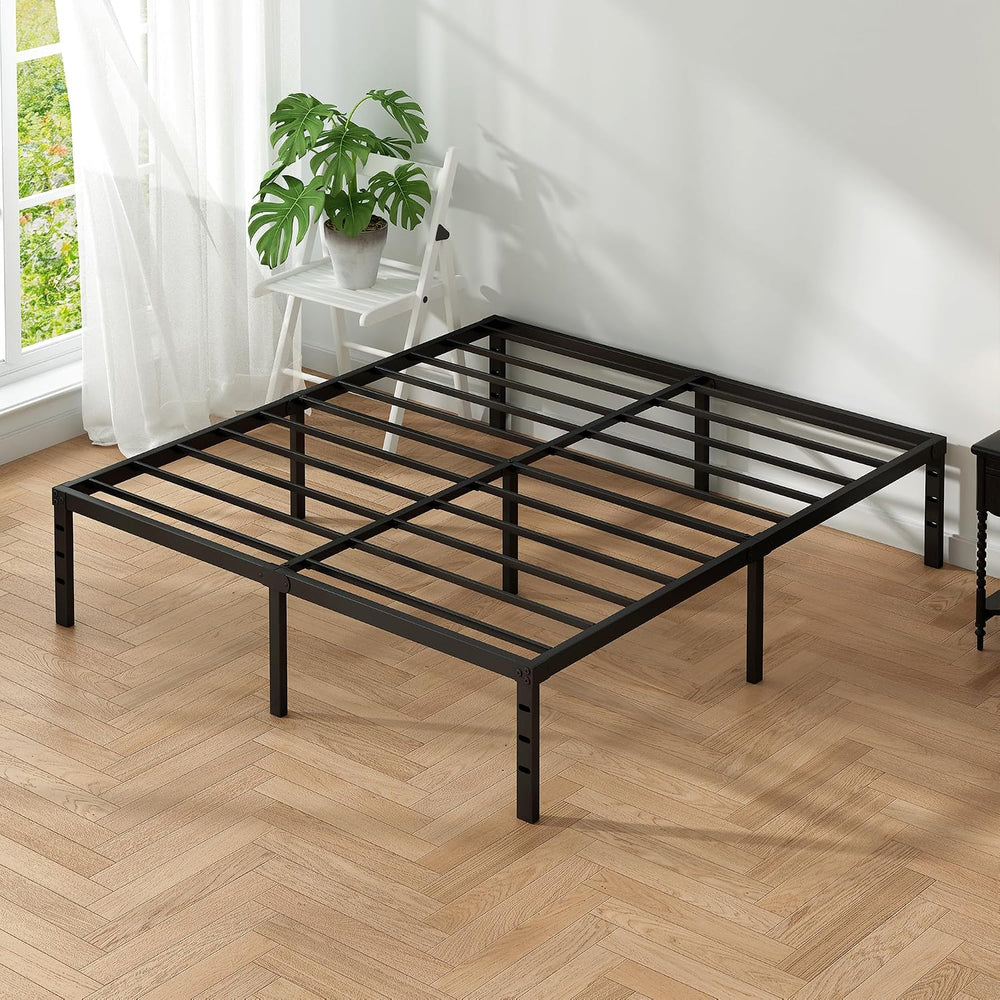 Metal Platform Bed Frame Full Size, 18 Inch Height with Heavy Duty Steel Supp...