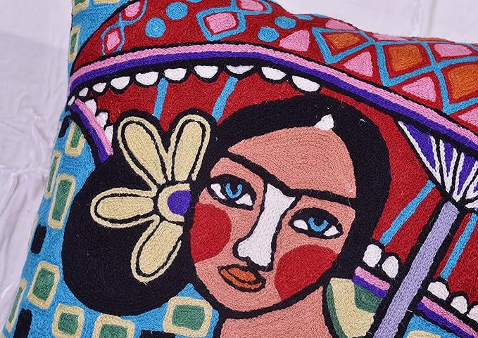 Frida Kahlo Inspired Pillow Cover Umbrella Southwestern Pillowcase Colorful - Image 5