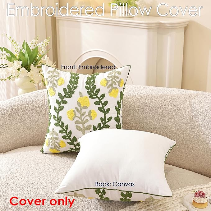 TAOSON Pack of 2, Cotton Cushion Covers, Spring Farmhouse Decor, Valentine's - Image 2