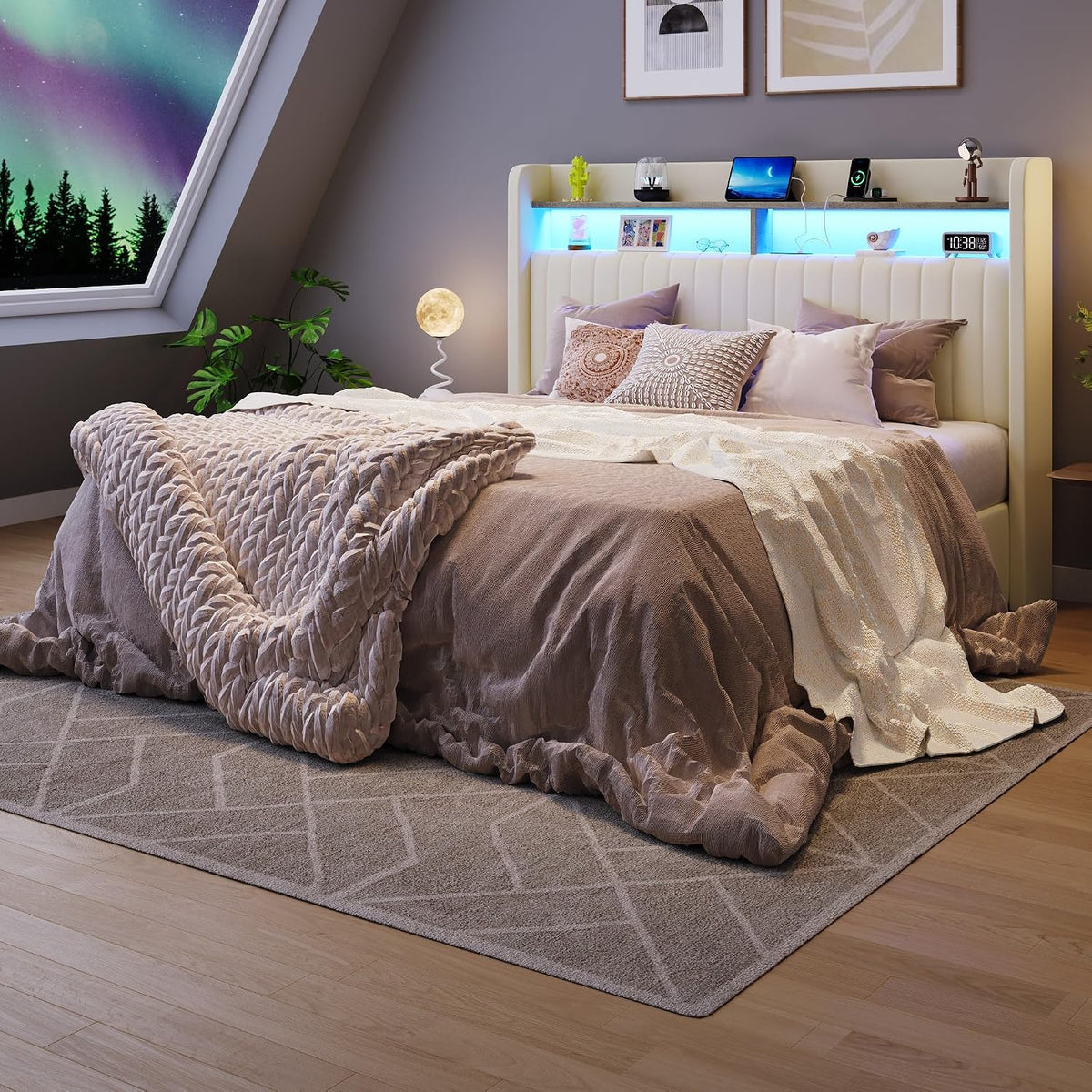 sha cerlin full size led lift up storage showing dimensions