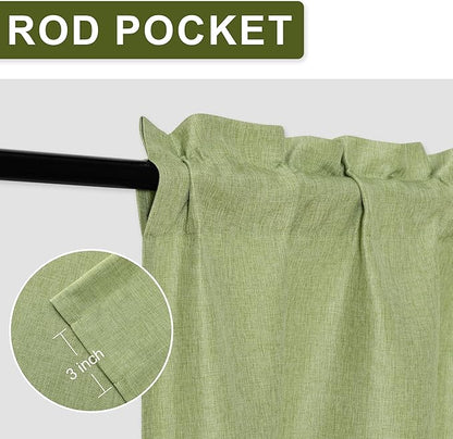 Hiasan Green Valance Curtains Light Filtering Rod Pocket Window Valance Curtains - Image 3
