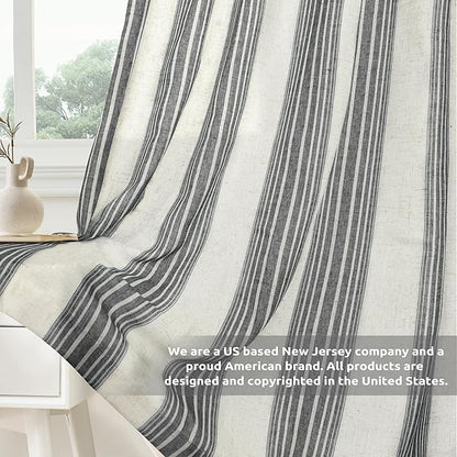 DriftAway Farmhouse Vertical Striped Linen Blend Textured Light Filtering Semi - Image 6