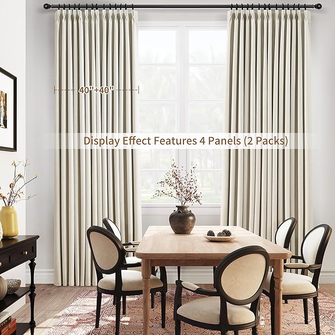 Pinch Pleated 100% Blackout Linen Curtains 90 Inches Long 2 Panels Pinch Pleat - Image 7