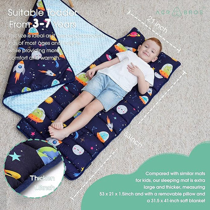 ACRABROS Toddler Nap Mat with Pillow and Blanket, Extra Large Rolled Napping - Image 7