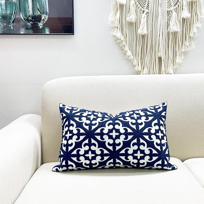 Slow Cow Embroidery Decorative Lumbar Throw Pillow Cover Rectangle Cushion - Image 2
