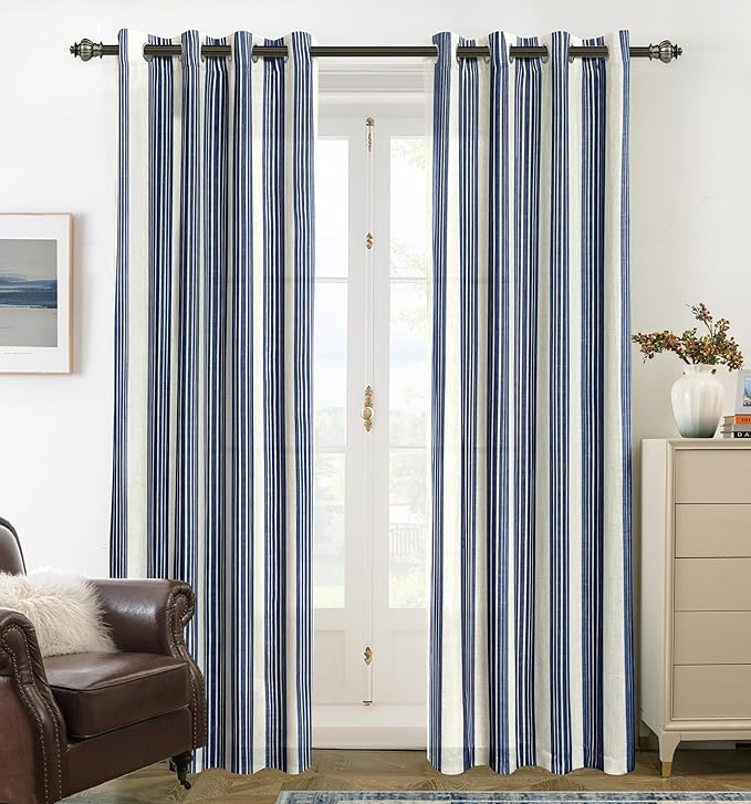 DriftAway Farmhouse Vertical Striped Linen Blend Textured Light Filtering Semi by DriftAway