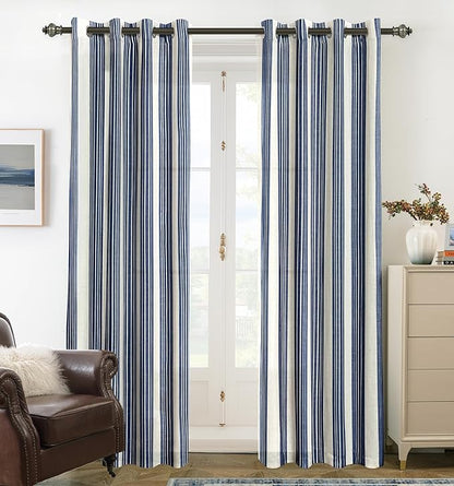 DriftAway Farmhouse Vertical Striped Linen Blend Textured Light Filtering Semi by DriftAway