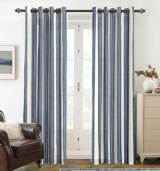 DriftAway Farmhouse Vertical Striped Linen Blend Textured Light Filtering Semi by DriftAway