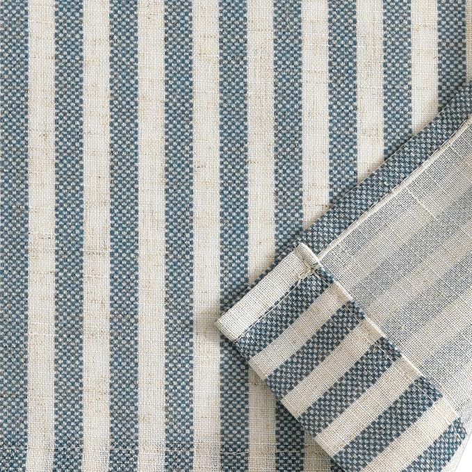 Vangao Stripe Farmhouse Kitchen Curtains 24 Inch Length Linen Cafe Curtains - Image 7