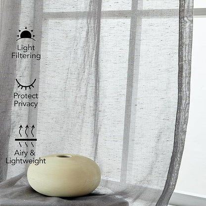 Deconovo Faux Linen Back Tab Curtains, Semi Sheer 52x84 Inch Long Panels - Image 7