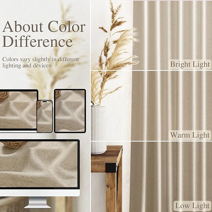 Nanspring Rustic Farmhouse Linen Curtains - Image 3