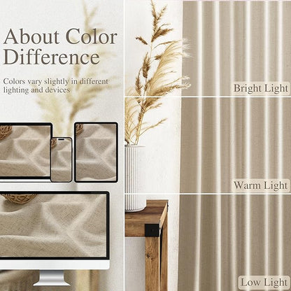 Nanspring Taupe Burlywood Living Room Curtains 72 Inch Length 2 Panels Set - Image 3