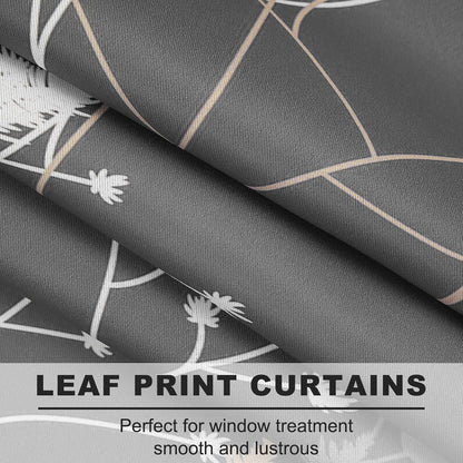 gray leaves blackout curtains 63 inch length, room shown in use