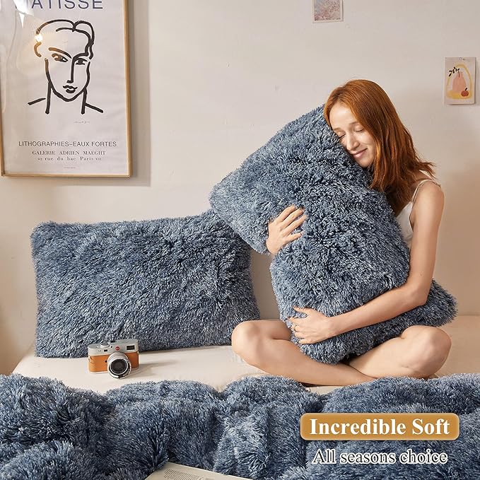 XeGe Faux Fur Throw Pillow Cases, Plush Shaggy Ultra Soft Pillow Covers - Image 5