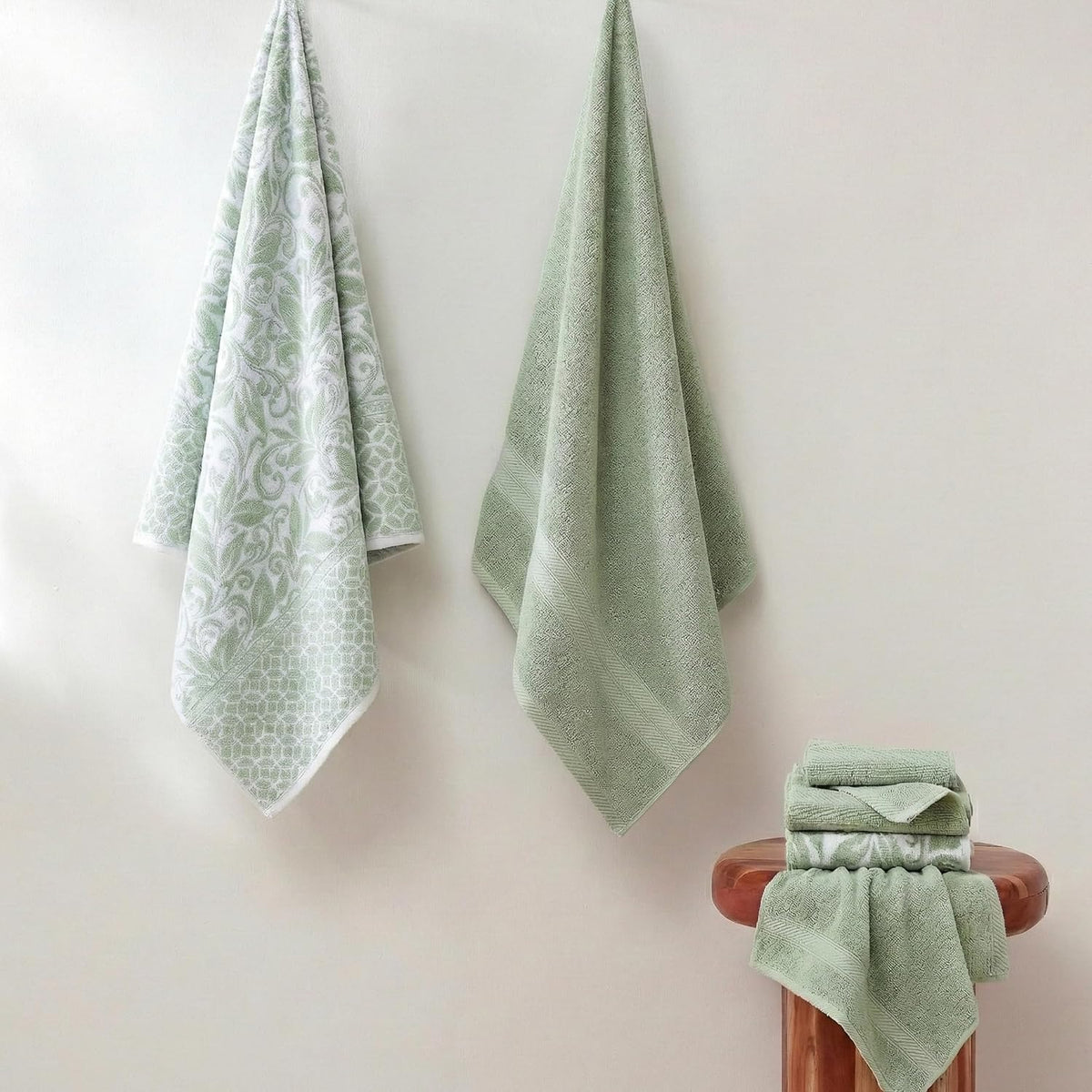 modern threads 6 piece bath towel set – shown in use