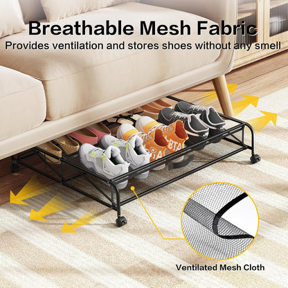 under bed shoe storage organizer, 2 pack under, close-up detail