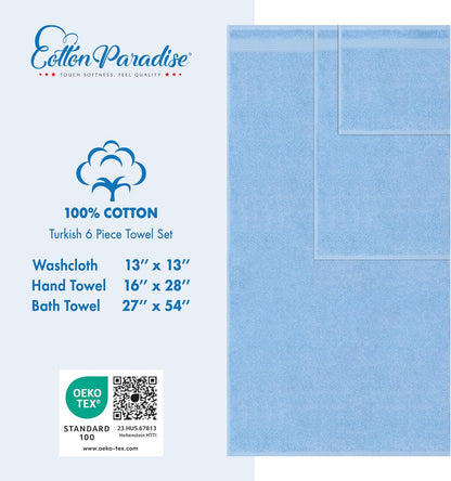 cotton paradise 6 piece towel set 100% cotton, side view