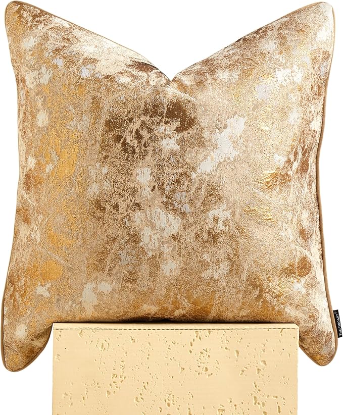 THE-TINOART Gold Jacquard Pillow Cover 18x18 - Image 2