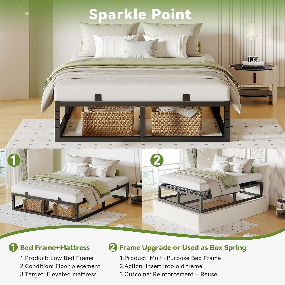 14 inch kind size bed frame,metal platform upgrade on a desk or shelf