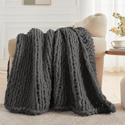 Carriediosa Chunky Knit Throw Blanket 50" X 60", 100% Hand Made Large Chenille - Image 5