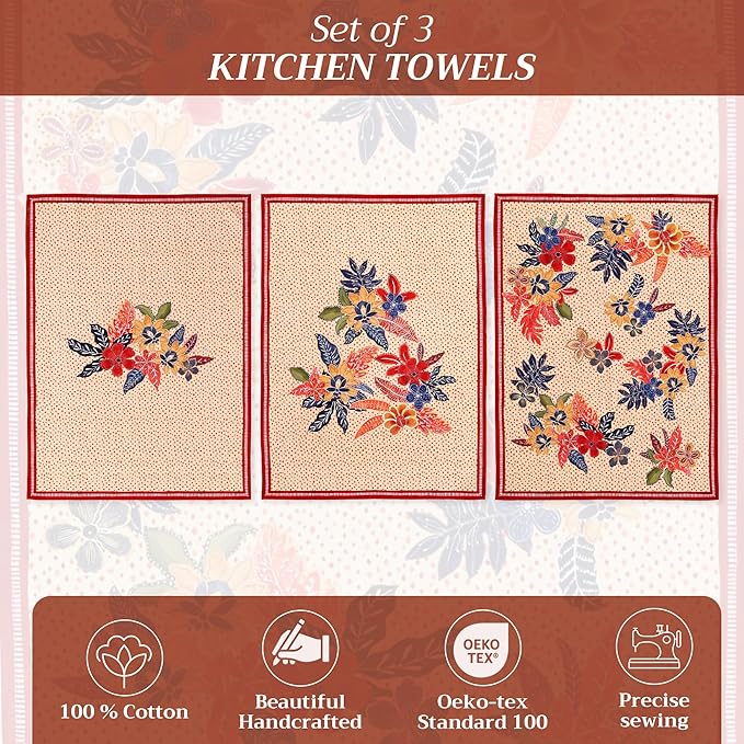 Maison d' Hermine Kitchen Towels Set of 3 100% Cotton 20" x 27.5" Reusable - Image 2