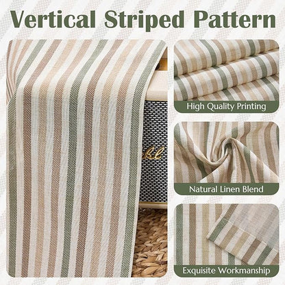 jinchan Colorful Striped Linen Double Layer Valance Christmas Pinstripe Cafe - Image 9