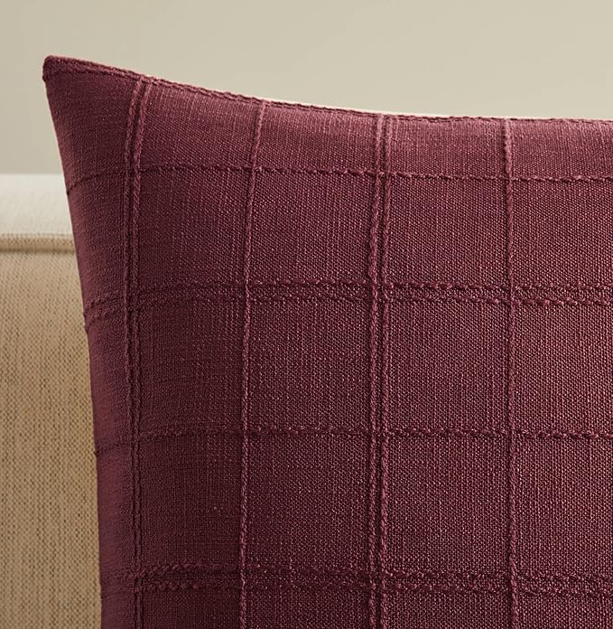 ZeeMart Linen Checked Lumbar Throw Pillow Covers Set of 2, 12x20 Inch - Image 2