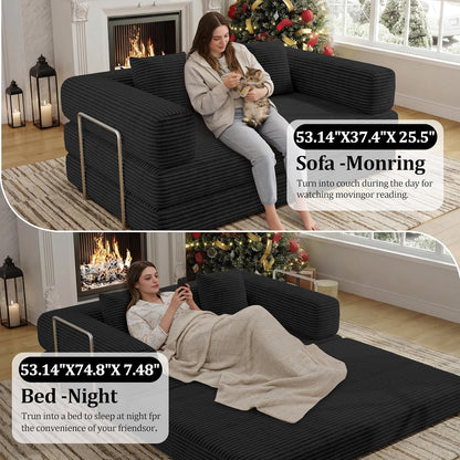 bshomgi convertible futon sofa bed, boneless couch for, close-up detail