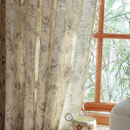 ENJOYBRIDAL Floral 96 Inch Curtains Vintage 2 Panels Drapes Rod Pocket Semi by ENJOYBRIDAL