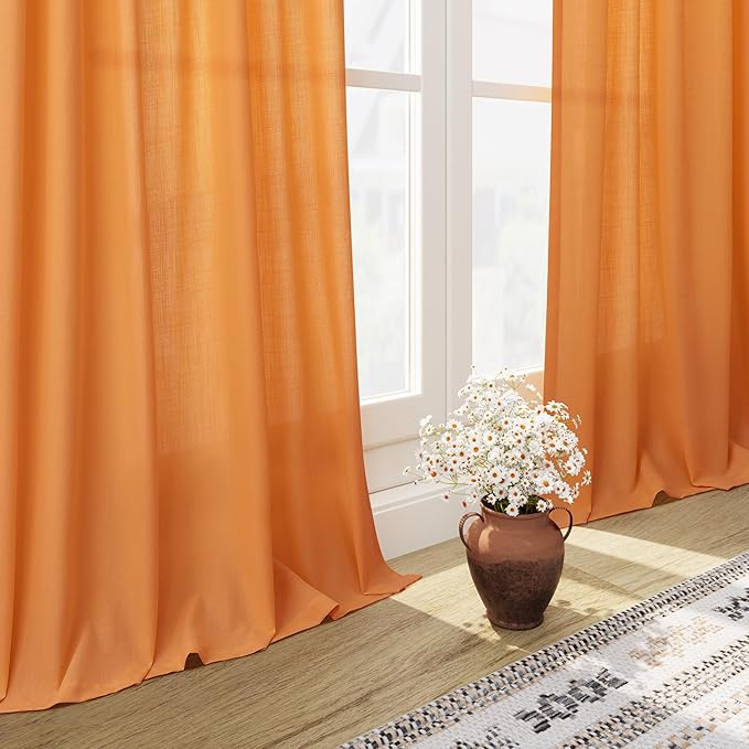 Nanspring Orange Linen Curtains - Image 6