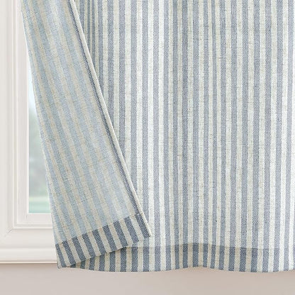 jinchan Tab Top Linen Kitchen Curtains 36 Inches Striped Tier Curtains - Image 7