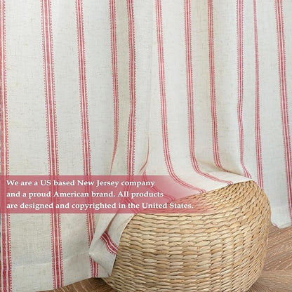 DriftAway Farmhouse Vertical Striped Linen Blend Textured Light Filtering Semi - Image 7