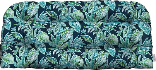 RSH DECOR: Tufted Wicker Loveseat Cushion | 41” x 19" | All-Weather Spun Fabric by RSHDECOR