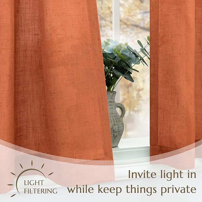 Kitchen Cafe Pleated Curtains 24 Inch Length 2 Panel Pinch Pleat Hooks Back Tab - Image 3