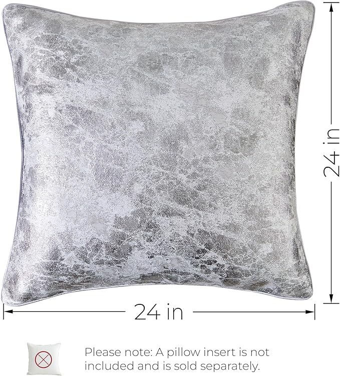 THE-TINOART Platinum Silver Metallic Pillow Case 24x24 - Image 5