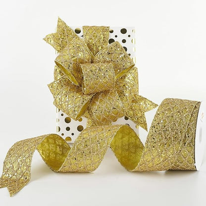 HUIHUANG Gold Glitter Wired Ribbon - Image 8