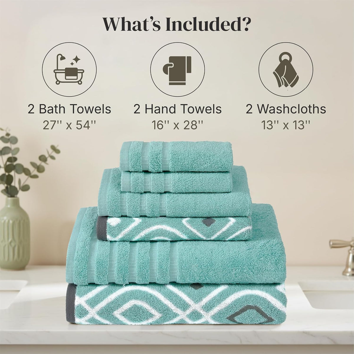 modern threads 6 piece bath towel set –, close-up detail