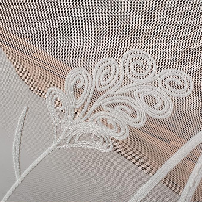 Melodieux Wheat Embroidery Sheer Curtain Extra Wide - Image 7