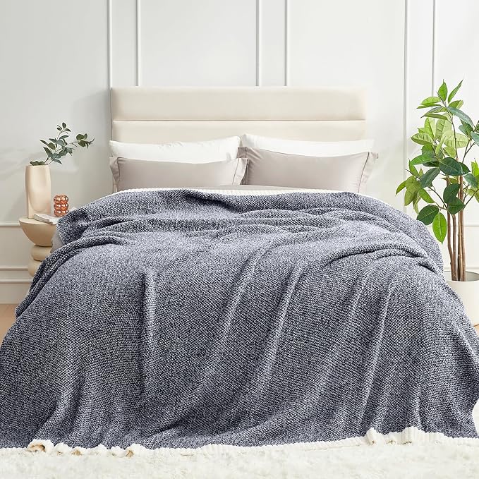 Snuggle Sac Heather Navy Oversized Twin-XL Size Blanket, Super Soft, 66x90 - Image 8