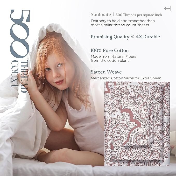 Mayfair Linen 100% Cotton Printed Bed Sheets Twin XL Set - Image 4