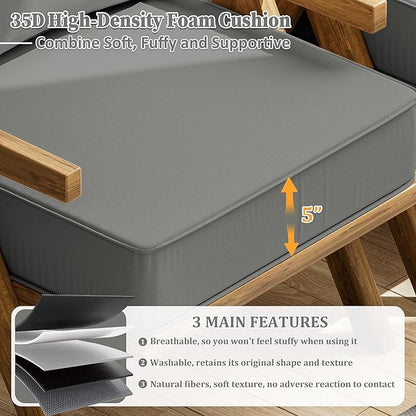 Outdoor Seat Cushion Set 24 L × 24 W × 5 H Inch Waterproof & Fade Resistant - Image 3
