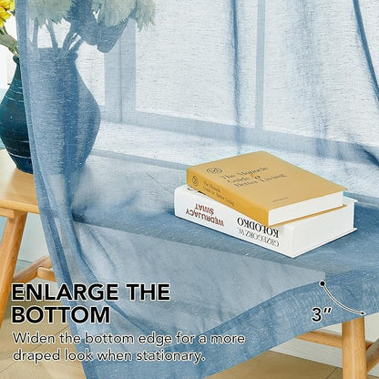 Deconovo Light Filtering Linen Look Curtains, Semi Sheer Back Tab Panels - Image 3
