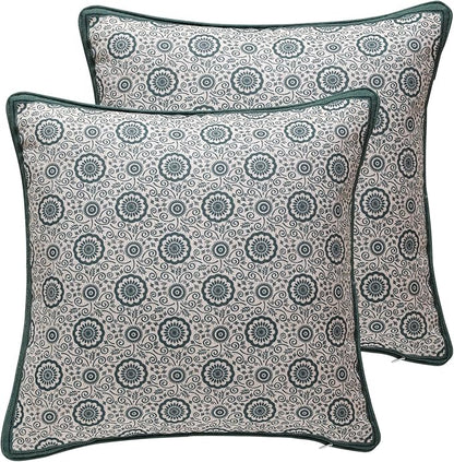 patdrea Designer Throw Pillow Covers, Square Green Vintage Rustic Linen by Welcometopatdrea