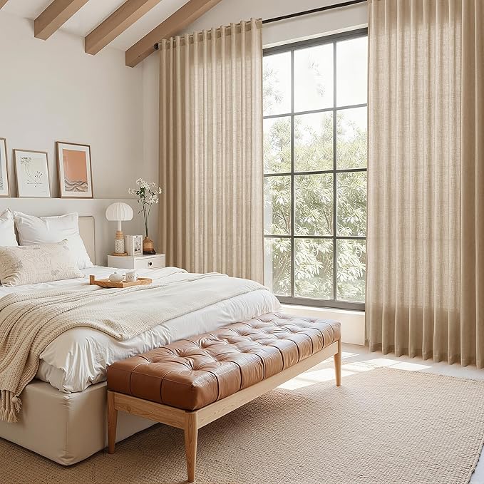 Nanspring Sand Beige Curtains 96 Inch Length 2 Panels Set - Image 8