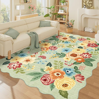 DUKINO 5x7 Area Rug, Floral Washable Rugs - Image 2