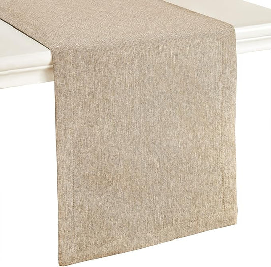 Mebakuk Linen Farmhouse Table Runner Large Burlap Style Soft and Waterproof by MebakukFocusingonHomeLife