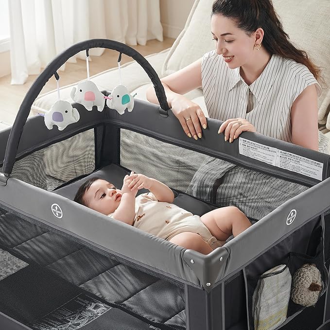 Pamo Babe Portable Playpen Foldable Playard Portable Crib - Image 8