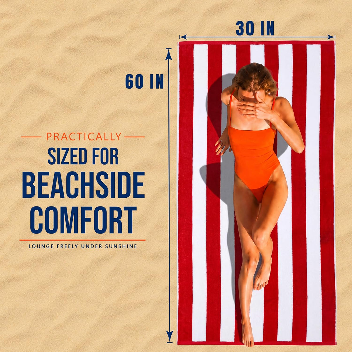 utopia towels beach towels, 4 pack, 30x60 in shown in use